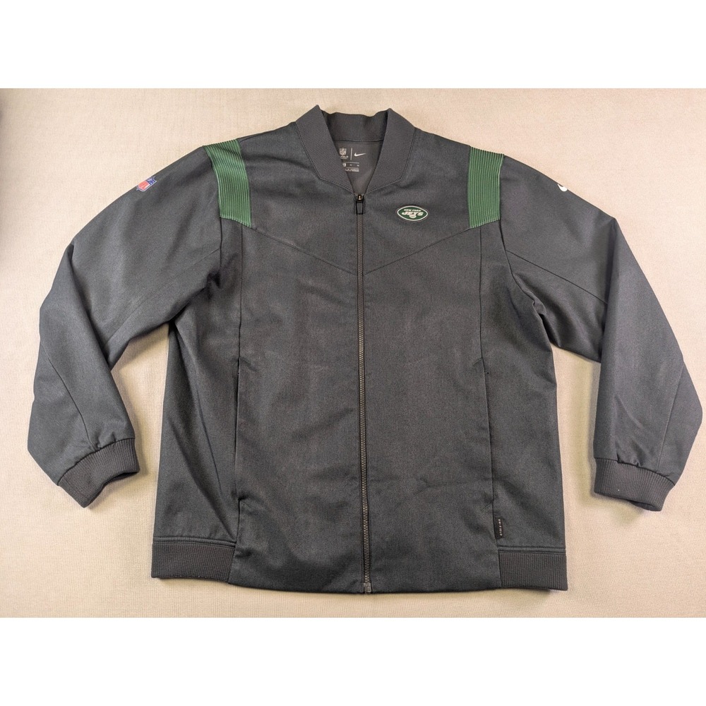 New York Jets Jacket Mens XL Gray Nike Coat Full Zip NFL On Field Football